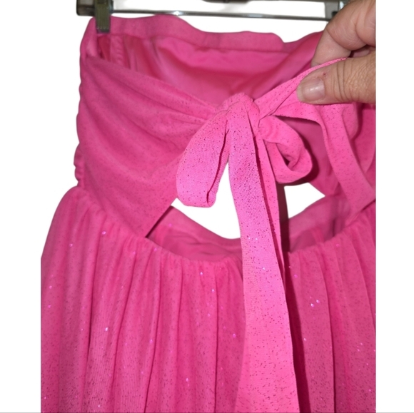 NWT For Love And Lemons Juni Maxi Dress in Pink XL Strapless Tiered Slit Skirt - Picture 10 of 16